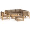 vidaXL 8 pcs conj. lounge jardim bambu almofad&otilde;es cinzento-acastanhado