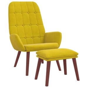 vidaXL Cadeira de descanso com banco p/ p&eacute;s veludo amarelo