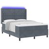 vidaXL Cama Box com colch&atilde;o com led Cinza Escuro 160 x 200 cm Veludo