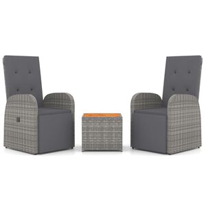 vidaXL 3 pcs conjunto lounge de jardim vime PE/ac&aacute;cia maci&ccedil;a cinza