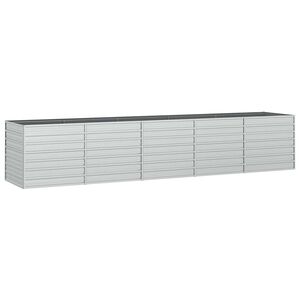 vidaXL Canteiro elevado de jardim 400x80x77cm a&ccedil;o galvanizado prateado