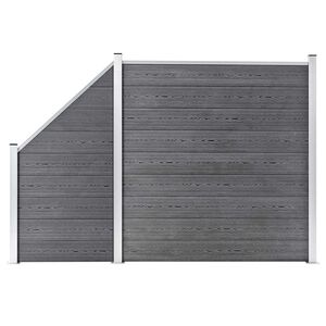 vidaXL Painel veda&ccedil;&atilde;o WPC 1 quadrado + 1 inclinado 273x186 cm cinzento