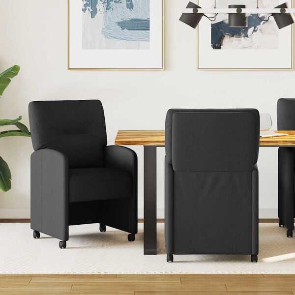 vidaXL Cadeiras de Jantar com Rodas 2 pcs Preto 57 x 67 x 95 cm tecido