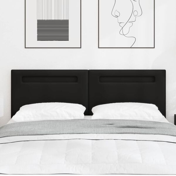 vidaXL Cabeceira LED Preto 144 cm Couro Sint&eacute;tico