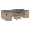 vidaXL 10 pcs conjunto de sof&aacute;s p/ jardim com almofad&otilde;es vime PE bege