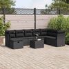 vidaXL 9 pcs conjunto de sof&aacute;s p/ jardim c/ almofad&otilde;es vime PE preto