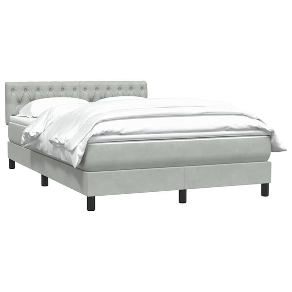 vidaXL Cama com molas/colch&atilde;o 160x210 cm veludo cinzento-claro