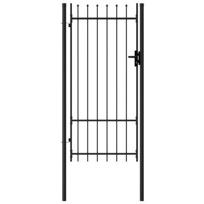 vidaXL Portão de vedação individual topo em espeto aço 1x2 m preto