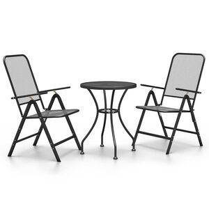 vidaXL 3 pcs conj. de jantar p/ jardim malha metal expandido antracite