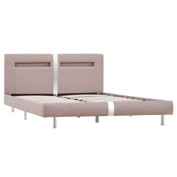 vidaXL Estrutura de cama c/ LEDs 120x200cm couro artificial cappuccino