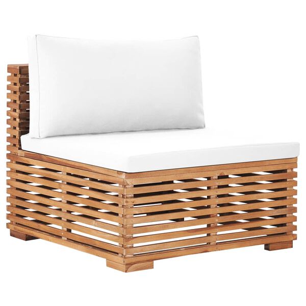 vidaXL 11pcs conjunto lounge jardim + almofad&otilde;es cor creme teca maci&ccedil;a