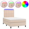 vidaXL Cama box spring c/colch&atilde;o/LED 120x190cm couro artif. cappuccino