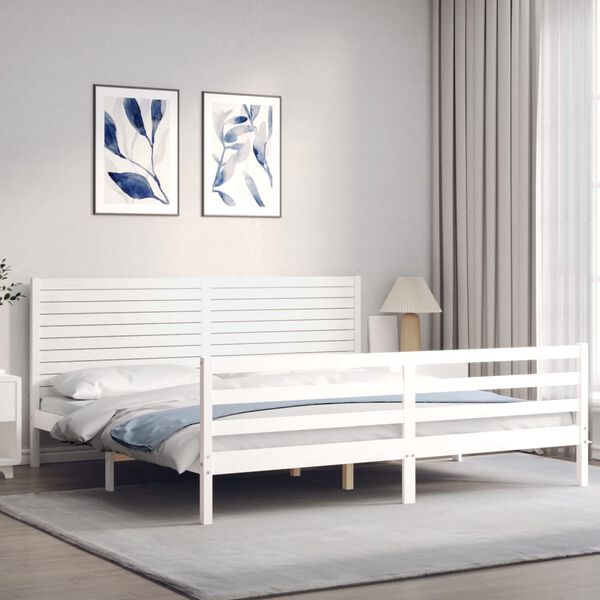 vidaXL Estrutura cama Super King Size c/ cabeceira madeira branco