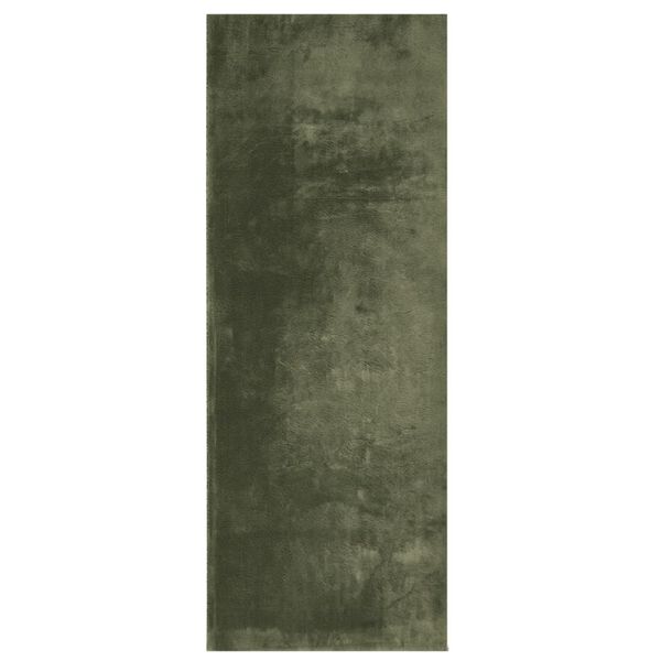 vidaXL Tapete pelo curto macio lav&aacute;vel HUARTE 80x200 cm verde-floresta