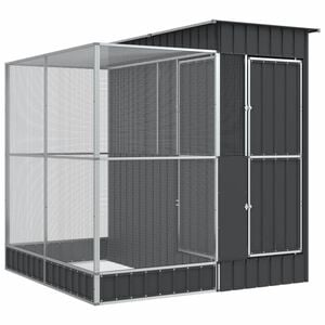 vidaXL Aviário com Extensão Prata 209x203x216 cm Aço