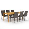 vidaXL 7 pcs conjunto de jantar para jardim castanho