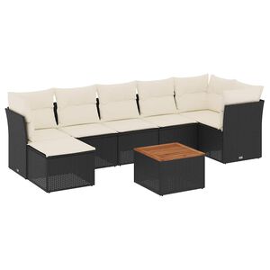 vidaXL 8 pcs conjunto sof&aacute;s de jardim com almofad&otilde;es vime PE preto