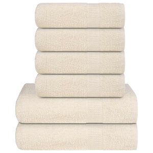 vidaXL 6 pcs Conjunto de toalhas FROGN 360 g/m&sup2; creme
