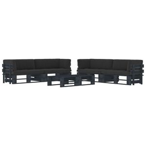 vidaXL 6 pcs conj. lounge paletes c/ almofad&otilde;es pinho impregnado preto