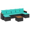 vidaXL Conjunto de sof&aacute; de jardim com 8 pe&ccedil;as e almofadas em rattan sint&eacute;tico preto