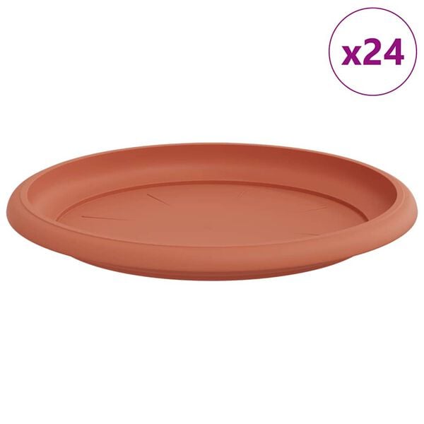 vidaXL Bandeja Redonda de Flores 24 pcs Vermelho Tijolo &Oslash; 14 x 2 cm