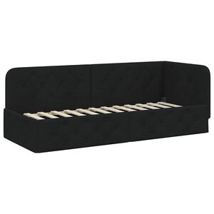 vidaXL Estrutura de Cama de Canto Preto 80 x 200 cm tecido