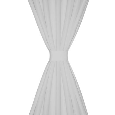 Cortinas de cetim com laços, 2 pcs, branco 140 x 245 cm