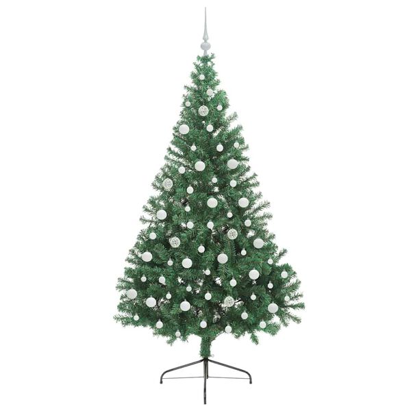 vidaXL &Aacute;rvore de Natal Artificial Pr&eacute;-iluminada Verde 210 cm PVC