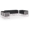 vidaXL 7 pcs conjunto lounge de jardim c/ almofad&otilde;es pinho maci&ccedil;o
