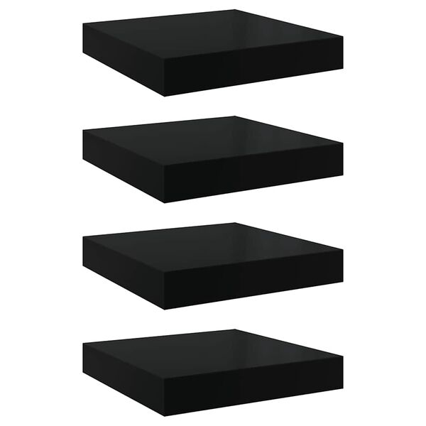 vidaXL Prateleiras de parede suspensas 4 pcs 23x23,5x3,8cm MDF preto