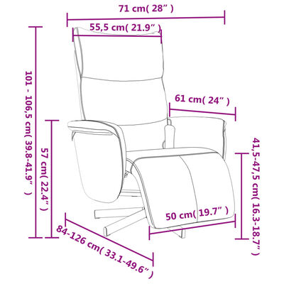 vidaXL Cadeira massagens reclinável c/apoio pés couro artificial creme