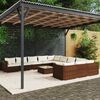 vidaXL 12 pcs conjunto lounge jardim c/ almofad&otilde;es vime PE castanho