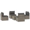 vidaXL 5 pcs conjunto lounge de jardim c/ almofad&otilde;es vime PE cinzento