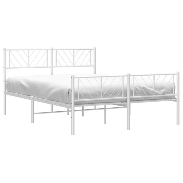 vidaXL Estrutura de cama com cabeceira e p&eacute;s 120x200 cm metal branco
