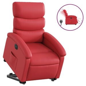 vidaXL Poltrona reclin&aacute;vel elevat&oacute;ria el&eacute;trica couro artif. vermelho