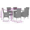 vidaXL 7 pcs conjunto de jantar p/ jardim com almofad&otilde;es vime PE bege