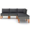vidaXL 5 pcs conjunto lounge de jardim c/ almofad&otilde;es vime PE cinzento
