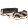 vidaXL 6 pcs conjunto de sof&aacute;s de jardim c/ almofad&otilde;es pinho maci&ccedil;o