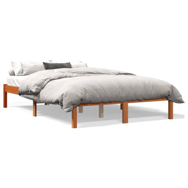 VidaXL Cama sem colchão 140x190 cm pinho maciço castanho-mel