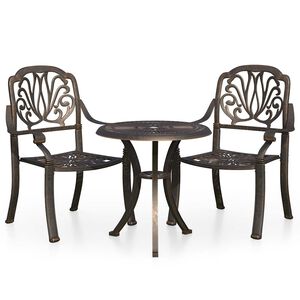 vidaXL 3 pcs conjunto bistr&ocirc; alum&iacute;nio fundido bronze