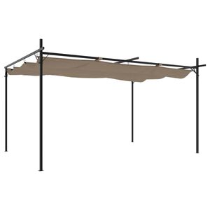 vidaXL P&eacute;rgola com toldo retr&aacute;til 395x292x230 cm cor cinza-acastanhado