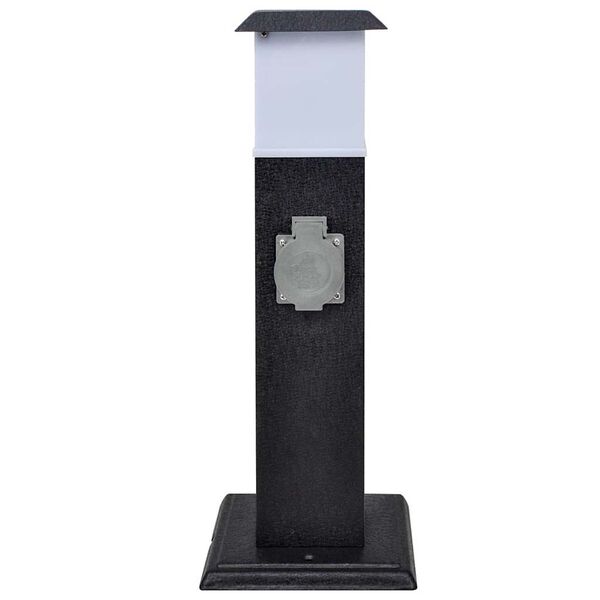 Pilar de soquete de jardim preto com l&acirc;mpada