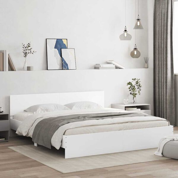 vidaXL Estrutura de cama com cabeceira 180x200 cm branco