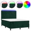 vidaXL Cama box spring c/ colch&atilde;o/LED 140x200 cm veludo verde-escuro