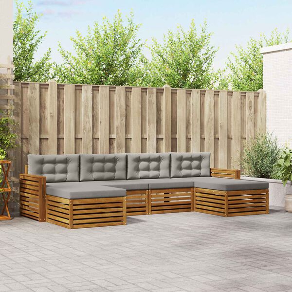 vidaXL Conjuntos de sof&aacute;s com almofada 6 pcs Cinza Natural e Claro