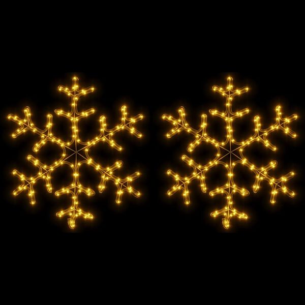 vidaXL Figuras de flocos de neves com LEDs 2pcs 59x59 cm branco quente