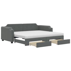 vidaXL Sof&aacute;-cama c/ gavet&atilde;o/gavetas 100x200 cm tecido cinzento-escuro