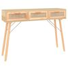 vidaXL Mesa consola 105x30x75 cm pinho maci&ccedil;o e vime natural castanho