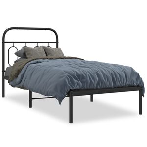 vidaXL Estrutura de cama com cabeceira 80x200 cm metal preto