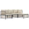 vidaXL 4 pcs conjunto lounge de jardim c/ almofadões vime PE antracite
